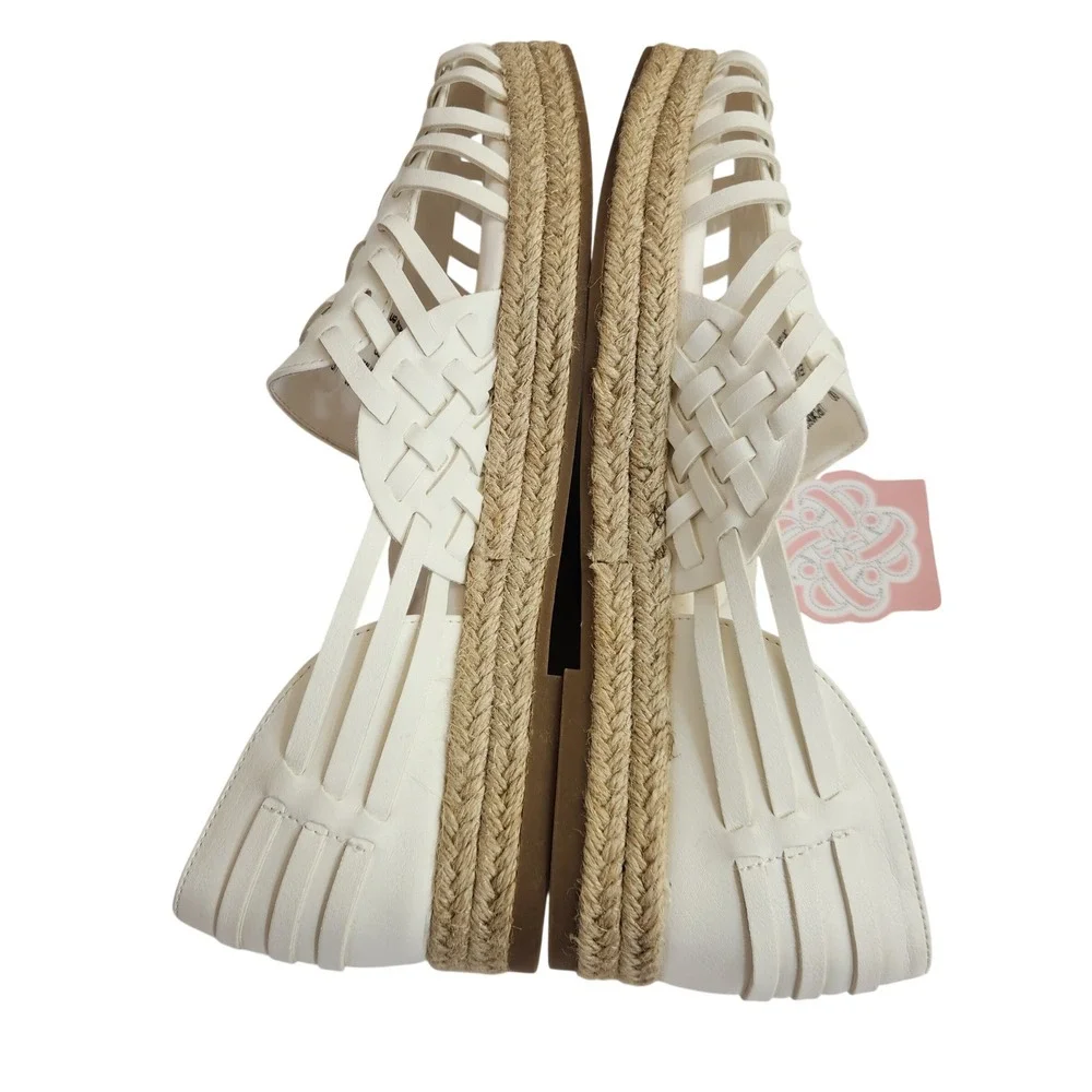 SAM & LIBBY Women's‎ Asha Espadrille Flats White Size 9 Woven Leather Shoes NWT
